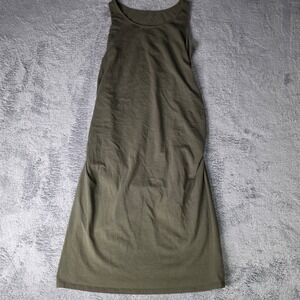 Isabel Maternity Women XL Midi Dress Olive Green Ruched Sleeveless Scoop Neck